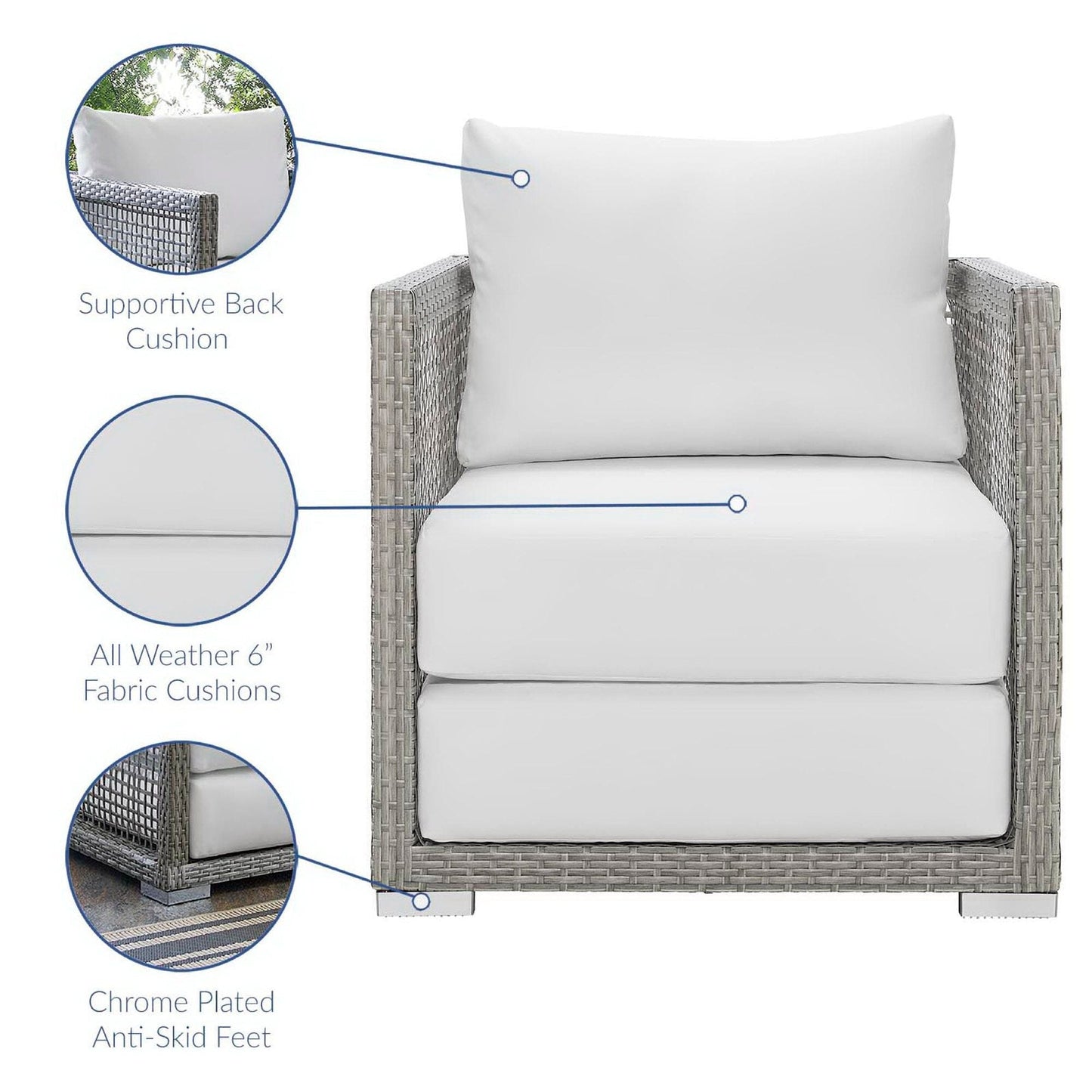 Aura 3 Piece Outdoor Patio Wicker Rattan Set (Gray / White) by Modway Conversation Set Modway 