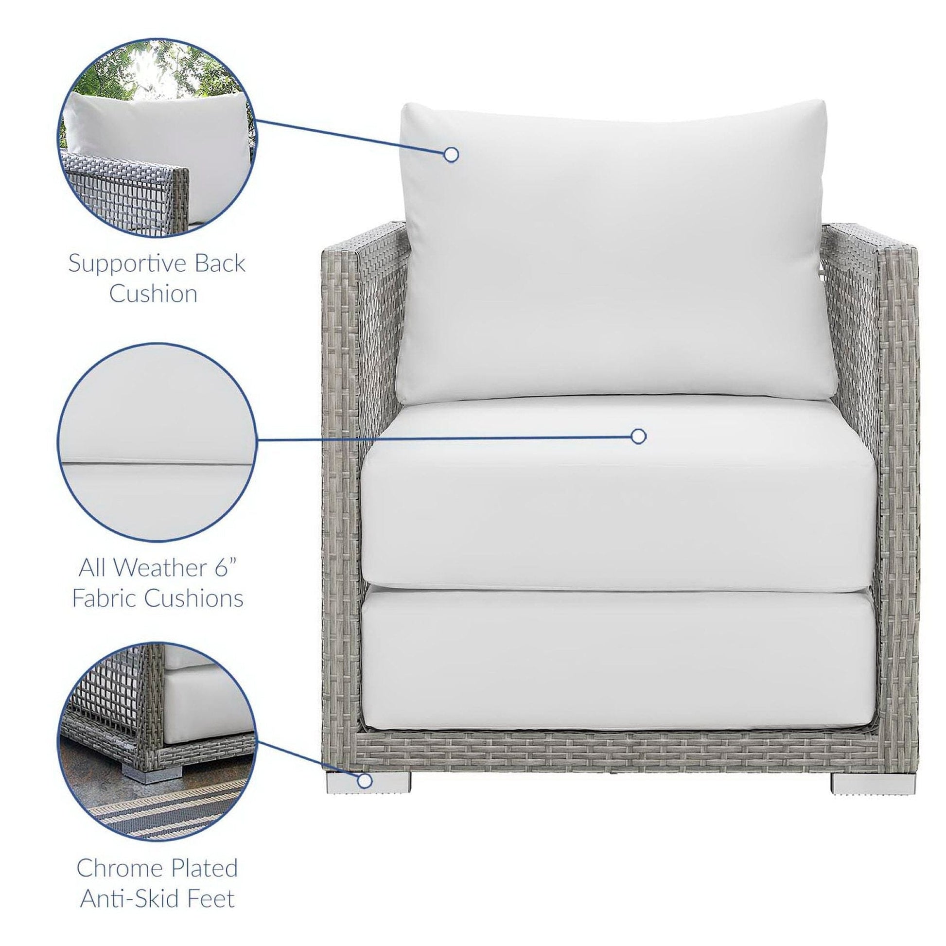 Aura 3 Piece Outdoor Patio Wicker Rattan Set (Gray / White) by Modway Conversation Set Modway 