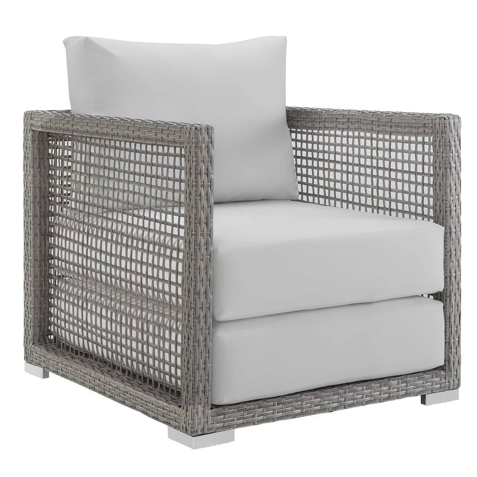 Aura 3 Piece Outdoor Patio Wicker Rattan Set (Gray / White) by Modway Outdoor Furniture Set Modway 