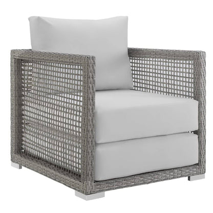 Aura 3 Piece Outdoor Patio Wicker Rattan Set (Gray / White) by Modway Outdoor Furniture Set Modway 