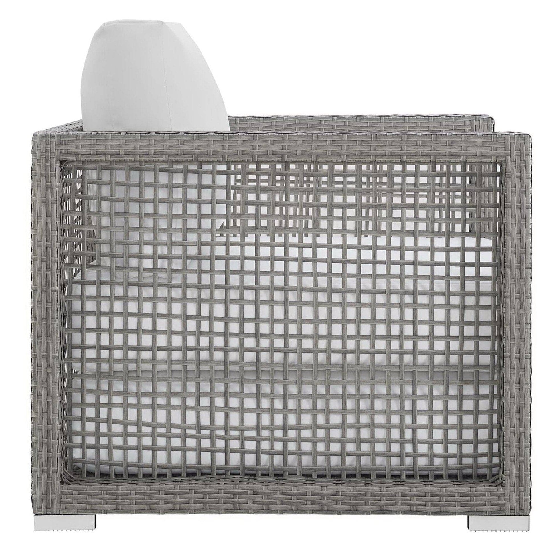 Aura 3 Piece Outdoor Patio Wicker Rattan Set (Gray / White) by Modway Outdoor Furniture Set Modway 