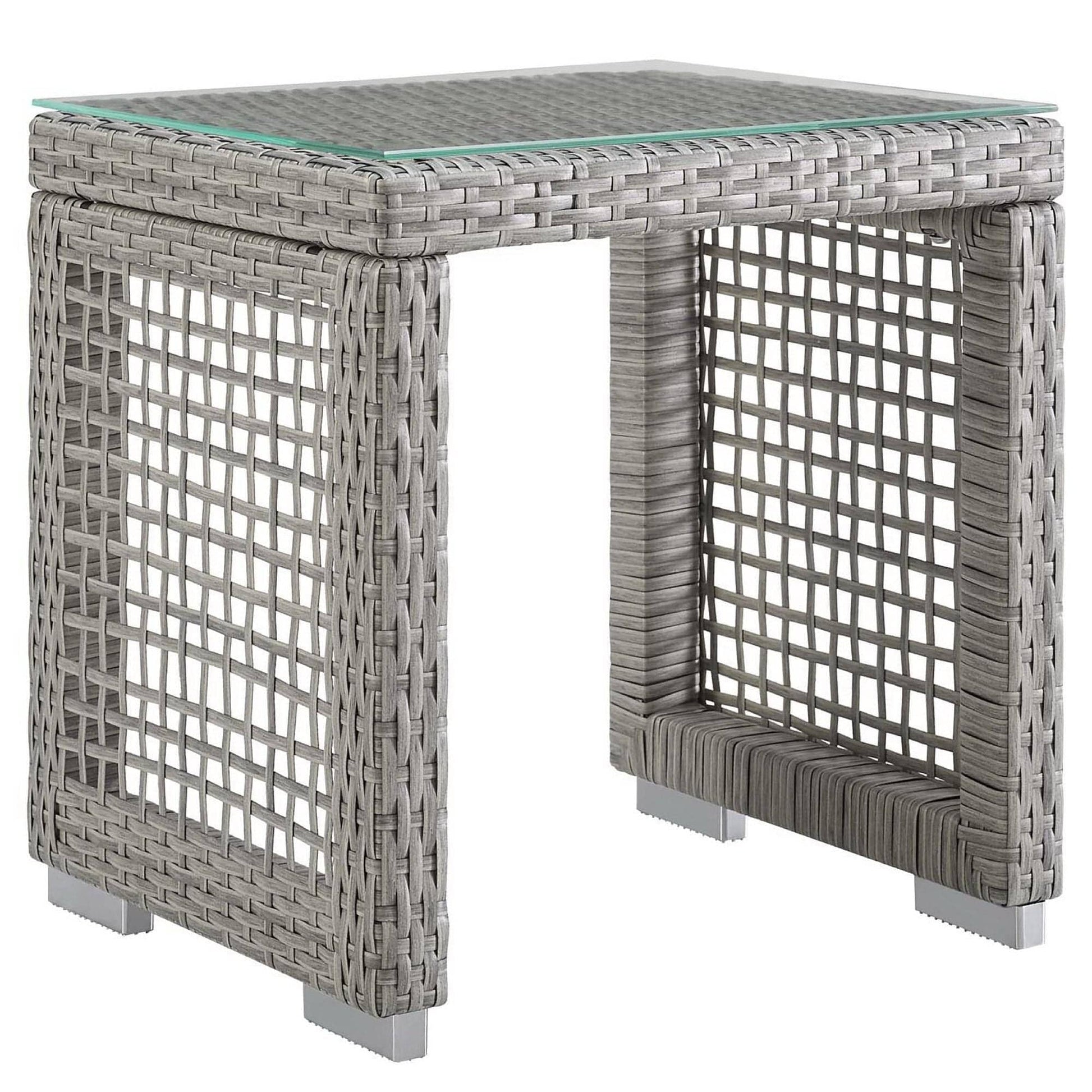 Aura 3 Piece Outdoor Patio Wicker Rattan Set (Gray / White) by Modway Outdoor Patio Seating Set Modway 