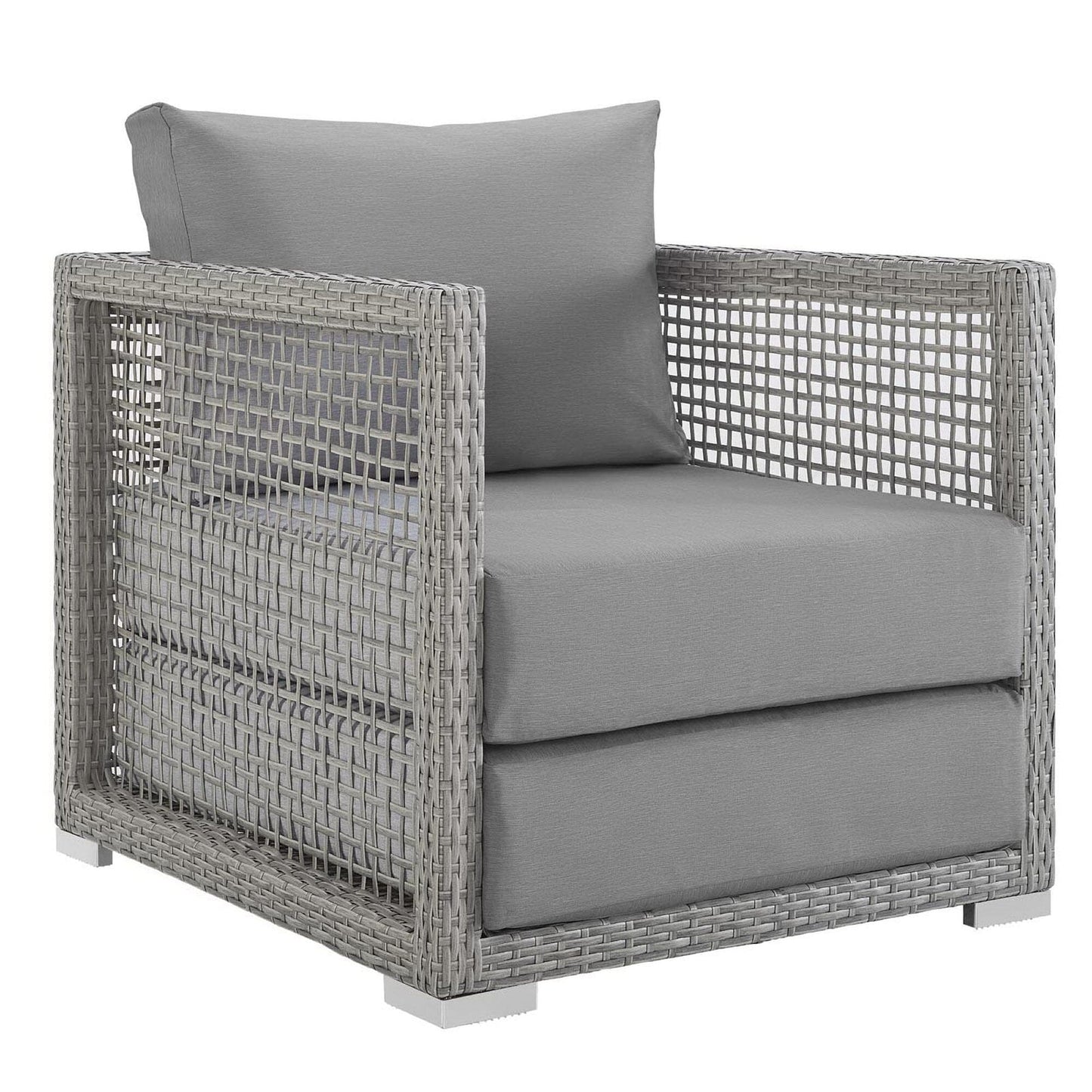 Aura 4 Piece Outdoor Patio Wicker Rattan Set (Gray) by Modway Outdoor Sectional Set Modway 