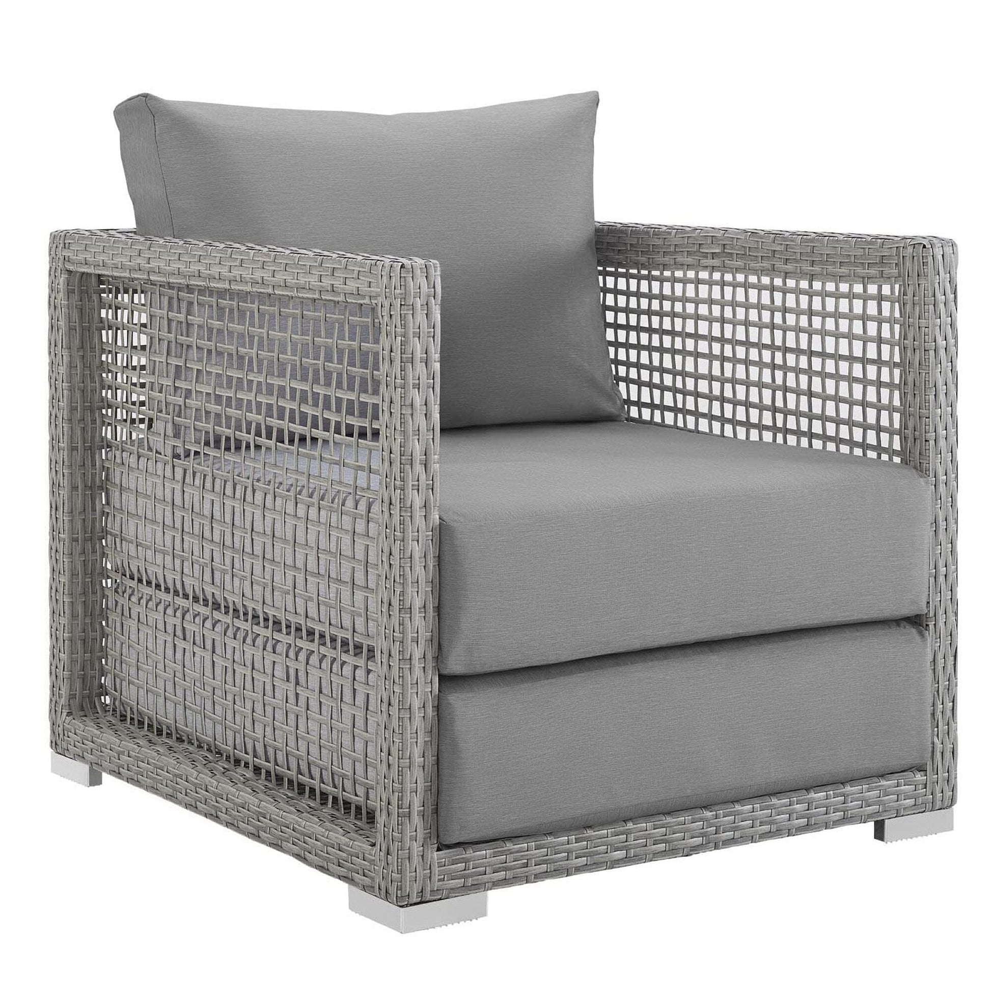 Aura 4 Piece Outdoor Patio Wicker Rattan Set (Gray) by Modway Outdoor Sectional Set Modway 