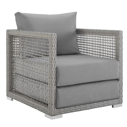 Aura 4 Piece Outdoor Patio Wicker Rattan Set (Gray) by Modway Outdoor Sectional Set Modway 