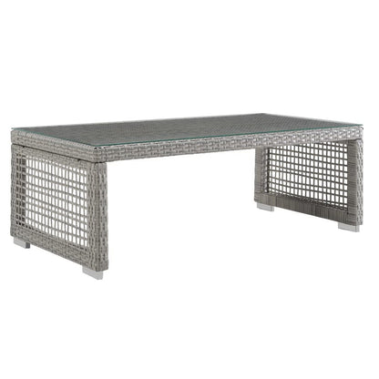 Aura 4 Piece Outdoor Patio Wicker Rattan Set (Gray / White) by Modway Conversation Set Modway 