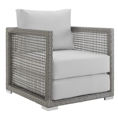 Aura 4 Piece Outdoor Patio Wicker Rattan Set (Gray / White) by Modway Conversation Set Modway 