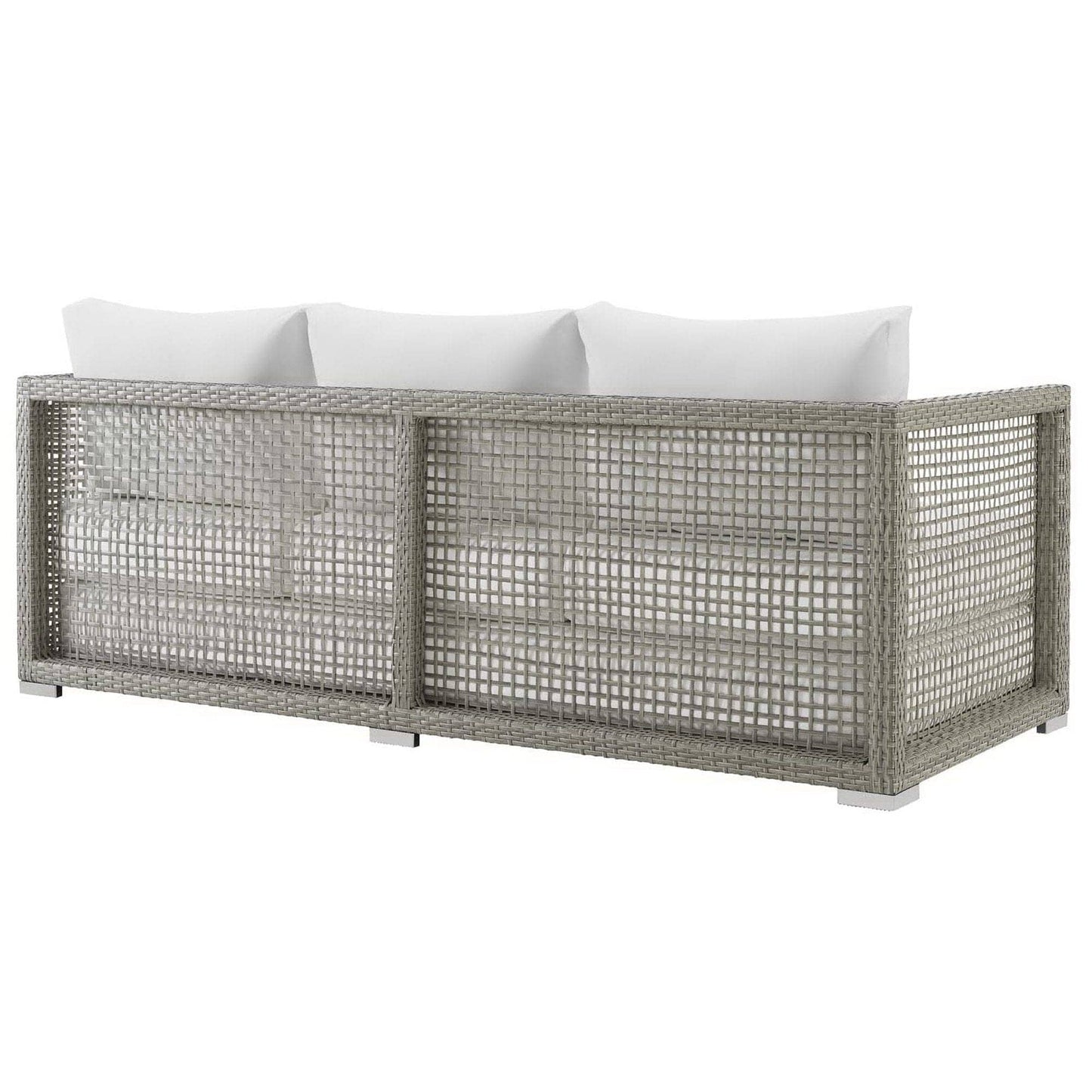 Aura 4 Piece Outdoor Patio Wicker Rattan Set (Gray / White) by Modway Outdoor Patio Seating Set Modway 