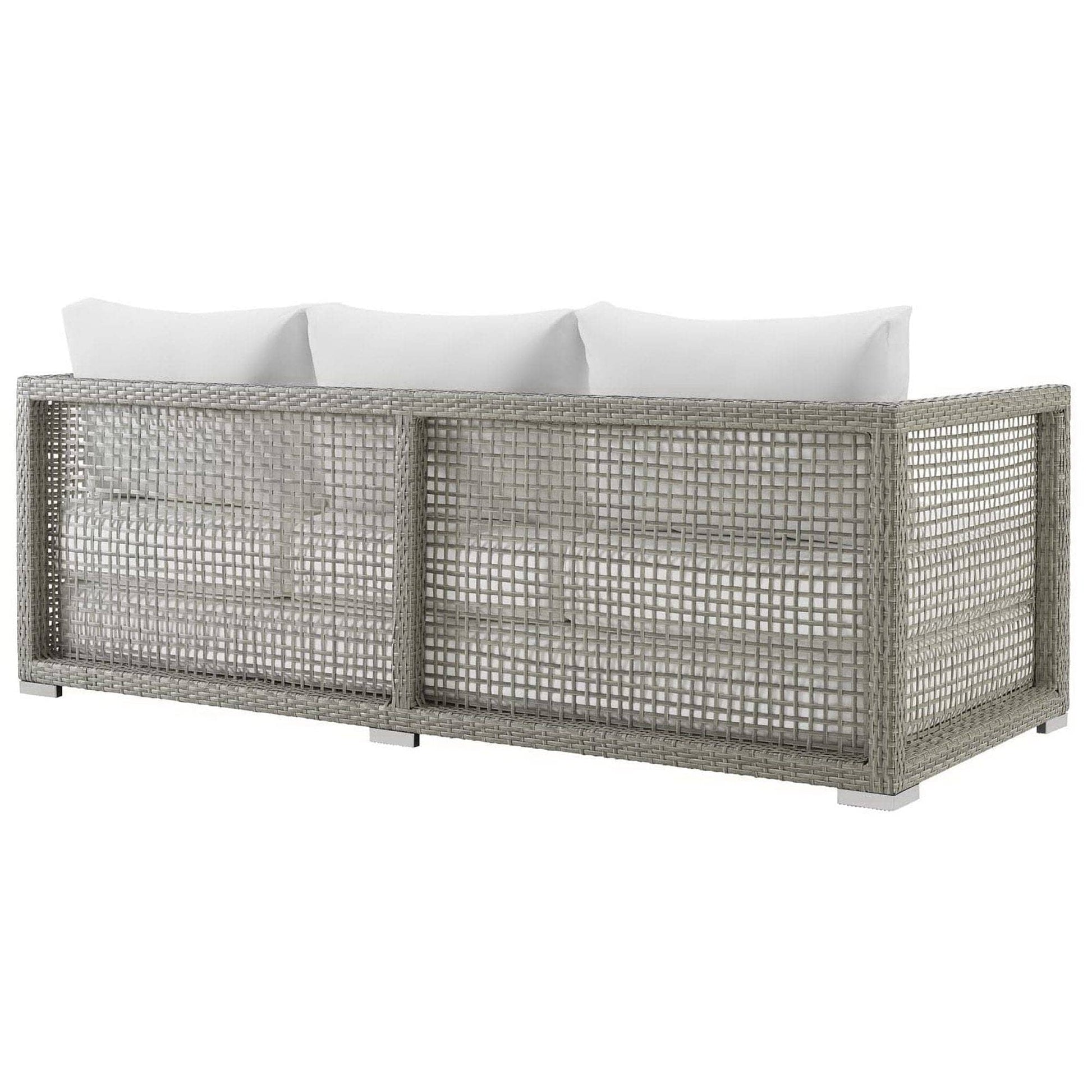 Aura 4 Piece Outdoor Patio Wicker Rattan Set (Gray / White) by Modway Outdoor Patio Seating Set Modway 