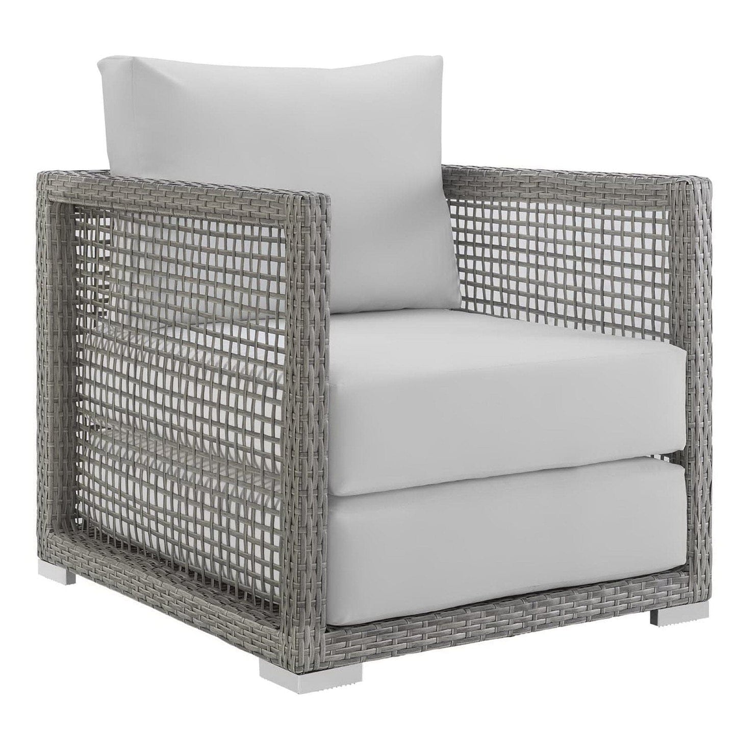Aura 4 Piece Outdoor Patio Wicker Rattan Set (Gray / White) by Modway Outdoor Patio Seating Set Modway 