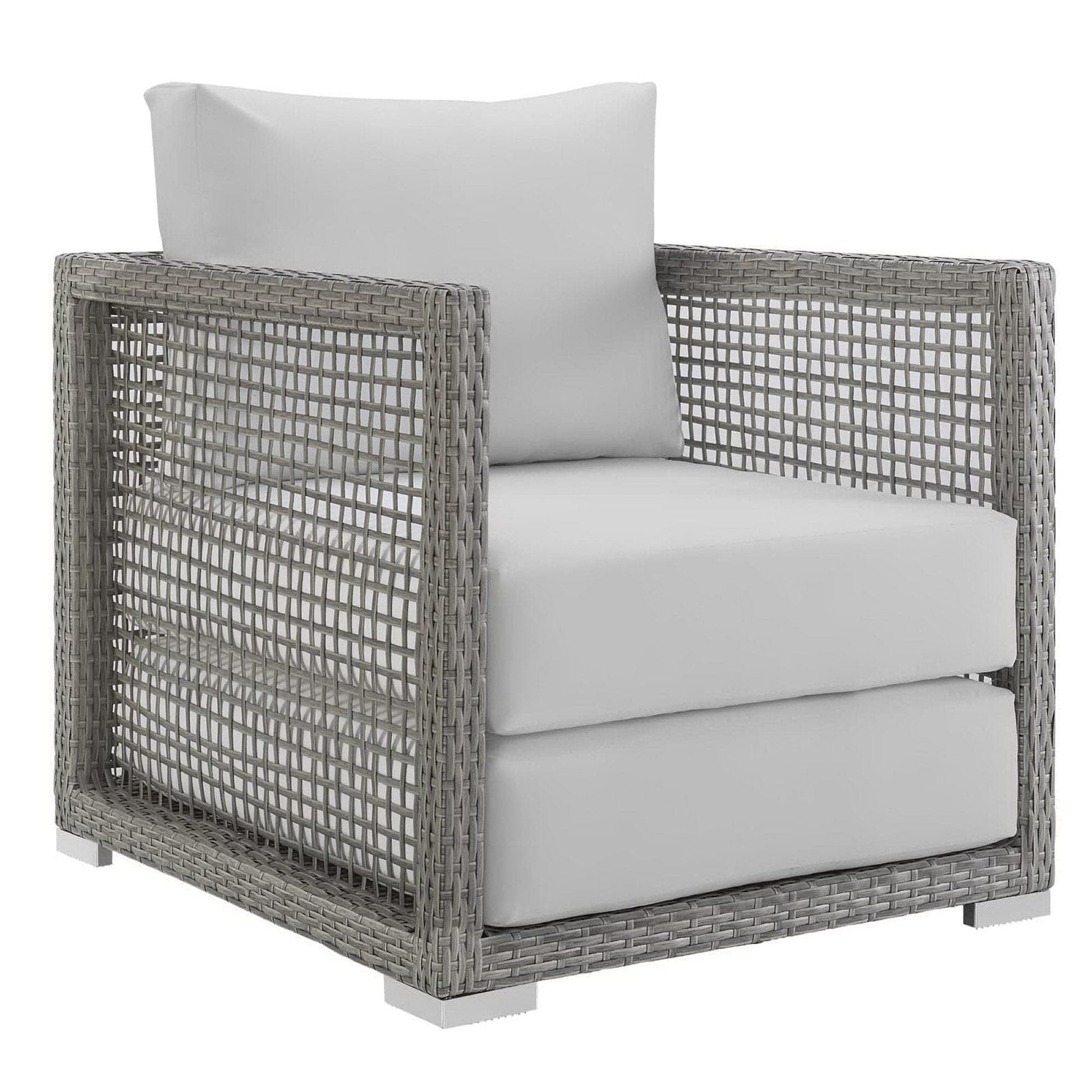 Aura 4 Piece Outdoor Patio Wicker Rattan Set (Gray / White) by Modway Outdoor Patio Seating Set Modway 