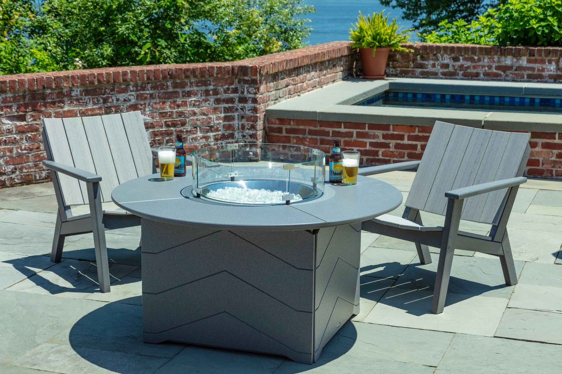 Aura 50" Square Fire Table by Seaside Casual Outdoor Fire Table Seaside Casual Furniture 