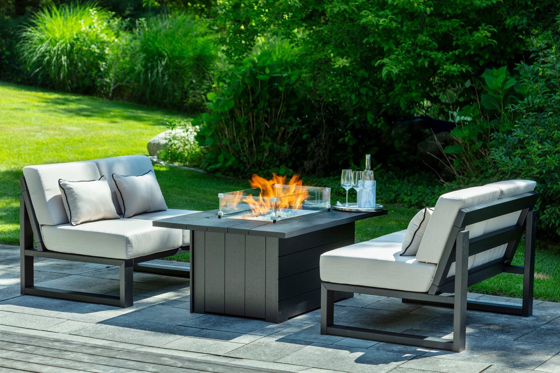 Aura 53" Rectangular Fire Table by Seaside Casual Outdoor Fire Table Seaside Casual Furniture 