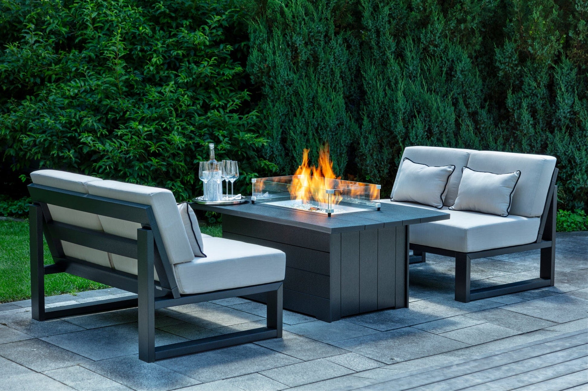 Aura 53" Rectangular Fire Table by Seaside Casual Outdoor Fire Table Seaside Casual Furniture 
