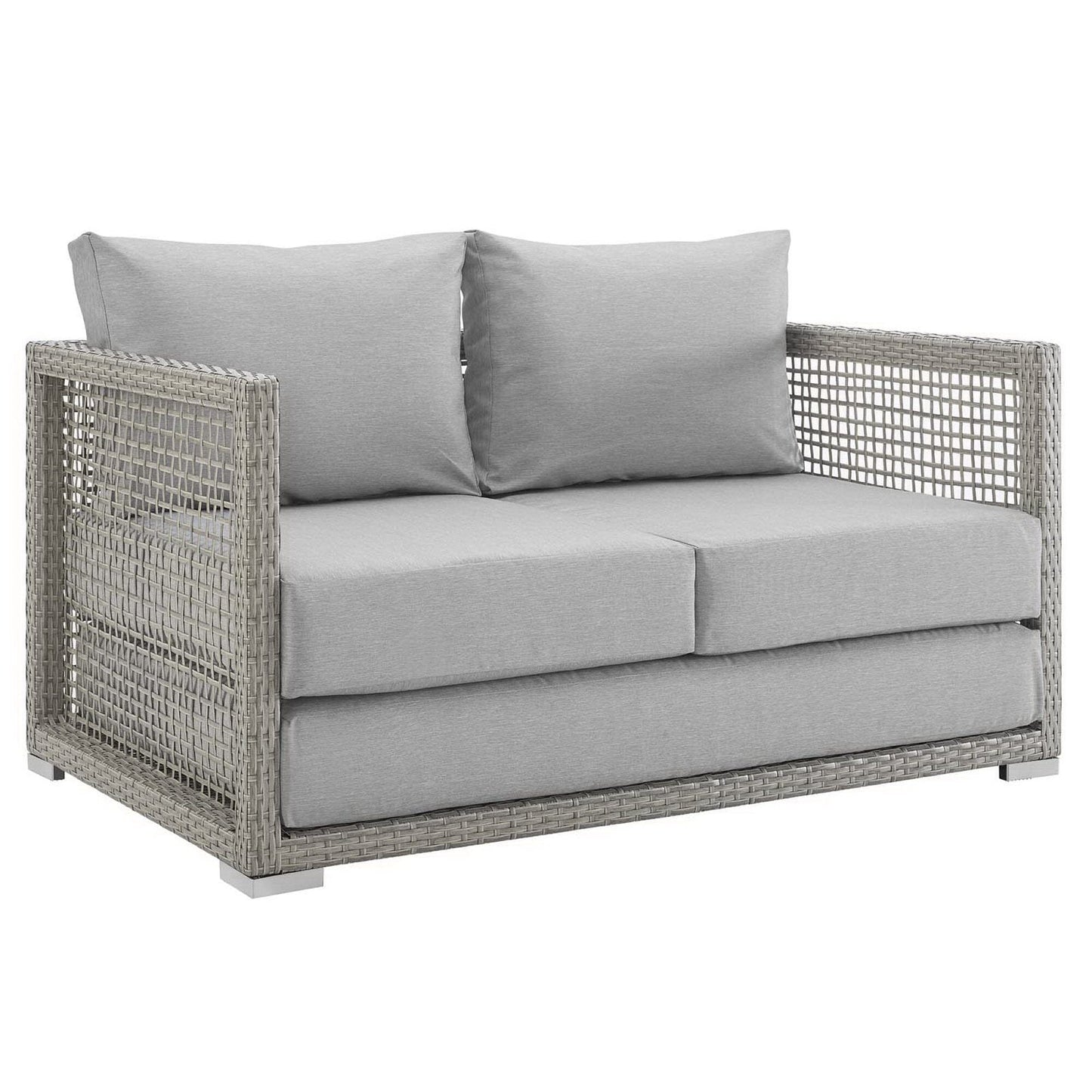 Aura 6 Piece Outdoor Patio Wicker Rattan Set (Gray / Gray) by Modway Conversation Set Modway 