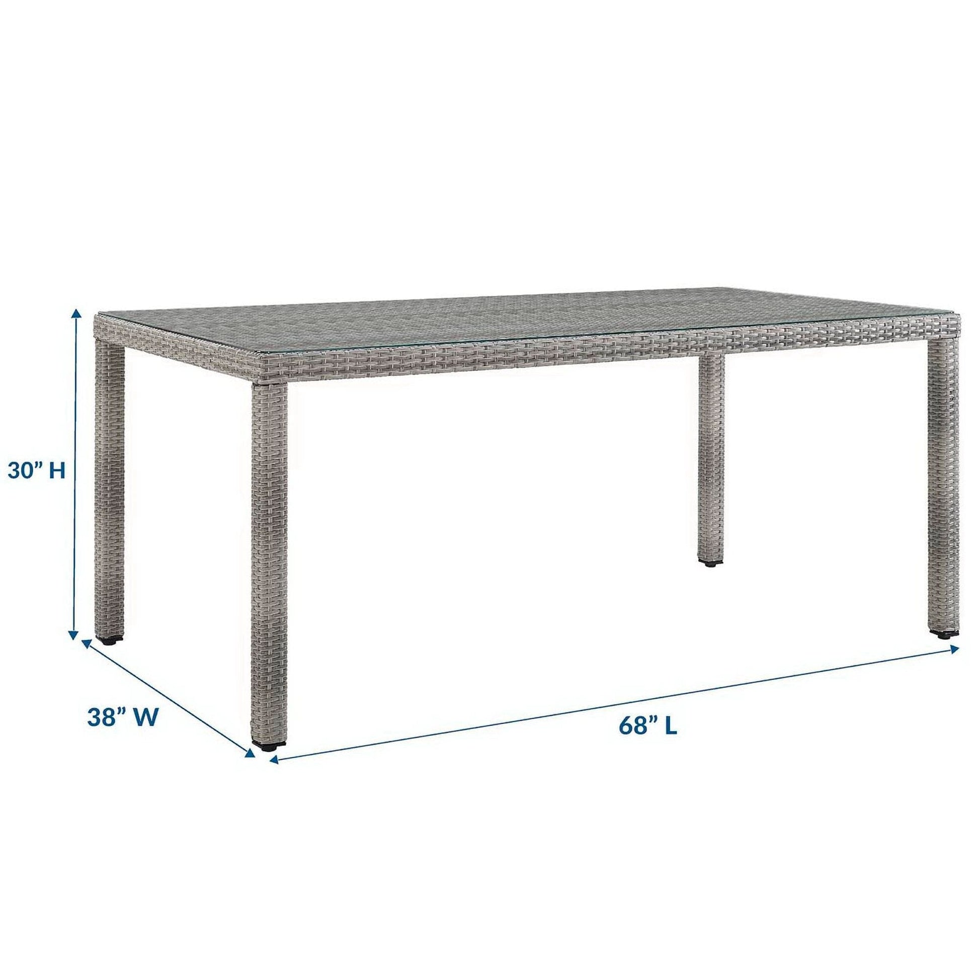 Aura 68 Inch Outdoor Patio Wicker Rattan Dining Table (Gray) by Modway Dining Table Modway 