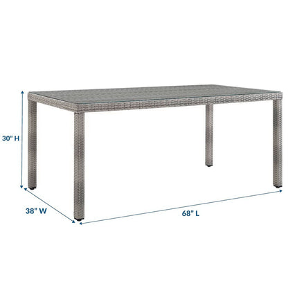 Aura 68 Inch Outdoor Patio Wicker Rattan Dining Table (Gray) by Modway Dining Table Modway 