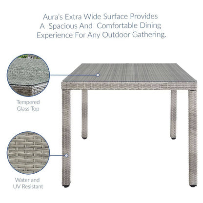 Aura 68 Inch Outdoor Patio Wicker Rattan Dining Table (Gray) by Modway Outdoor Dining Table Modway 