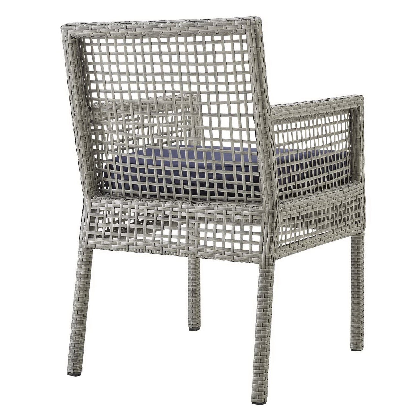 Aura 7 Piece Outdoor Patio Wicker Rattan Dining Set (Gray / Navy) by Modway Dining Set Modway 