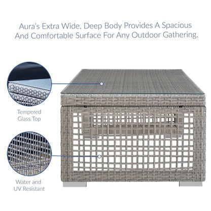 Aura Outdoor Patio Rattan Coffee Table (Gray) by Modway Coffee Table Modway 