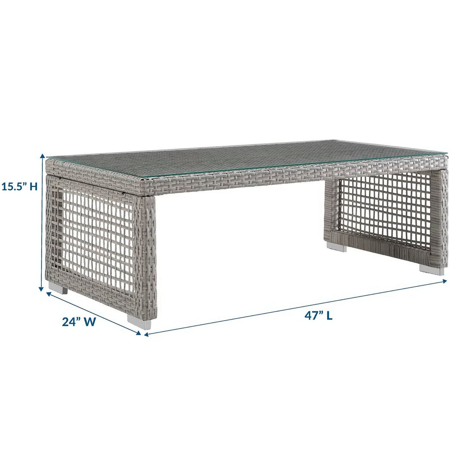 Aura Outdoor Patio Rattan Coffee Table (Gray) by Modway Coffee Table Modway 
