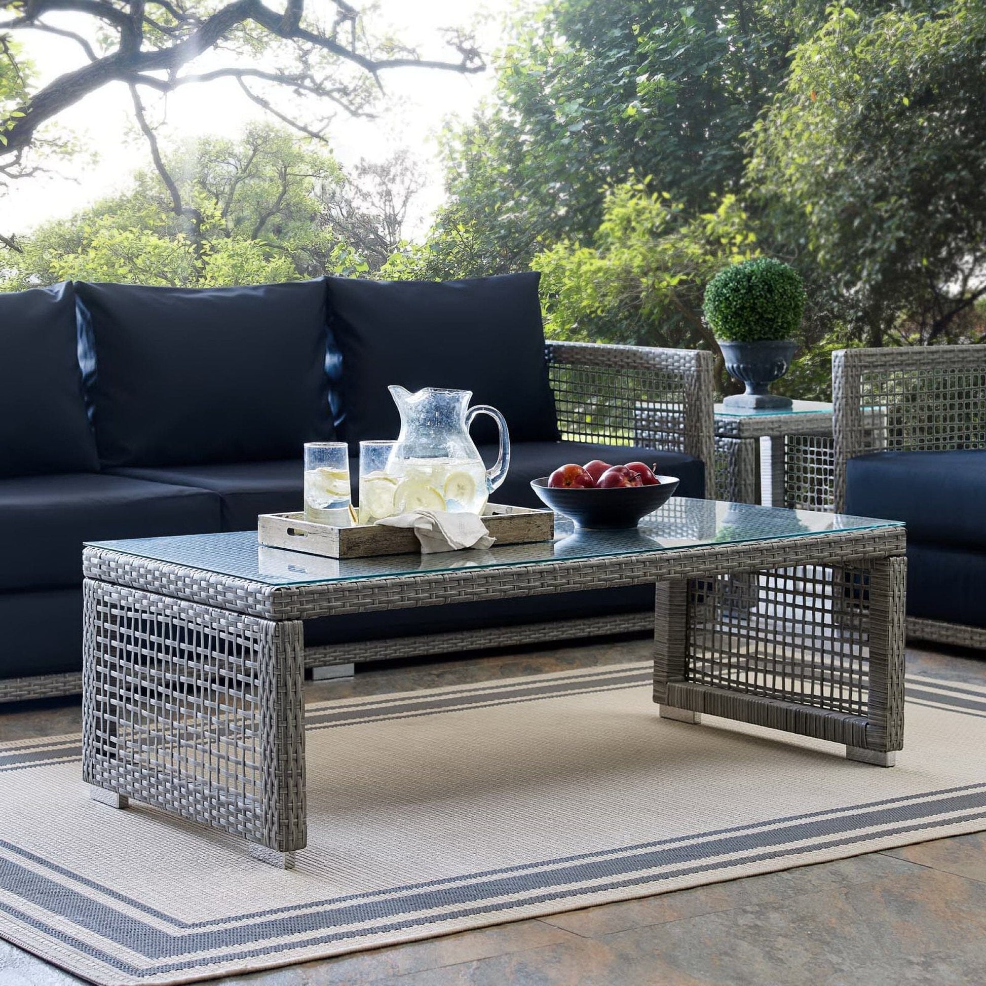 Aura Outdoor Patio Rattan Coffee Table (Gray) by Modway Coffee Table Modway 