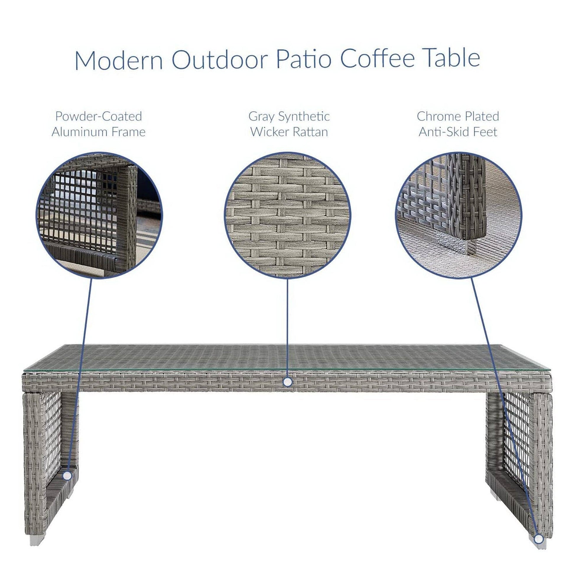 Aura Outdoor Patio Rattan Coffee Table (Gray) by Modway Outdoor Patio Coffee Table Modway 