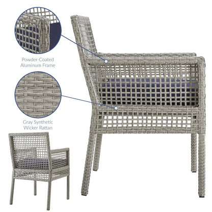 Aura Outdoor Patio Rattan Dining Armchair (Gray / Navy) by Modway Dining Chair Modway 