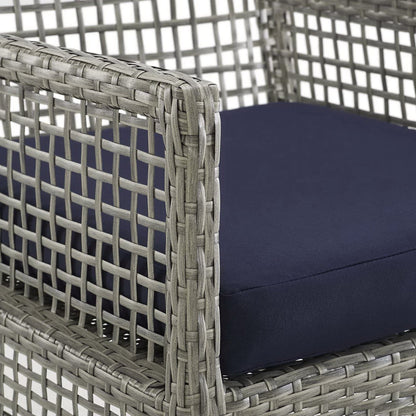 Aura Outdoor Patio Rattan Dining Armchair (Gray / Navy) by Modway Dining Chair Modway 