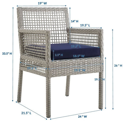 Aura Outdoor Patio Rattan Dining Armchair (Gray / Navy) by Modway Dining Chair Modway 