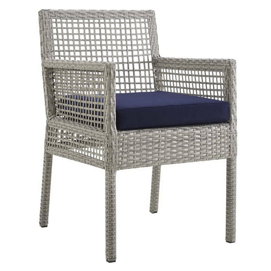 Aura Outdoor Patio Rattan Dining Armchair (Gray / Navy) by Modway Outdoor Dining Armchair Modway 
