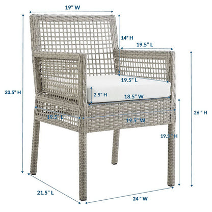 Aura Outdoor Patio Rattan Dining Armchair (Gray / White) by Modway Dining Chair Modway 