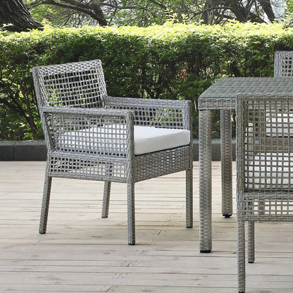Aura Outdoor Patio Rattan Dining Armchair (Gray / White) by Modway Dining Chair Modway 
