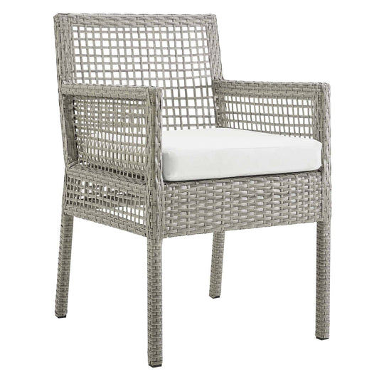 Aura Outdoor Patio Rattan Dining Armchair (Gray / White) by Modway Outdoor Dining Armchair Modway 