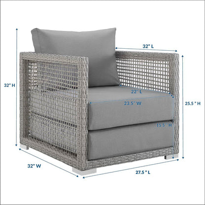 Aura Outdoor Patio Wicker Rattan Armchair (Gray / Gray) by Modway Lounge Chair Modway 