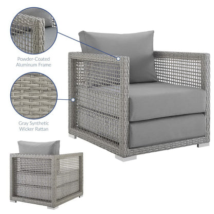 Aura Outdoor Patio Wicker Rattan Armchair (Gray / Gray) by Modway Lounge Chair Modway 