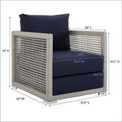 Aura Outdoor Patio Wicker Rattan Armchair (Gray / Navy) by Modway Lounge Chair Modway 