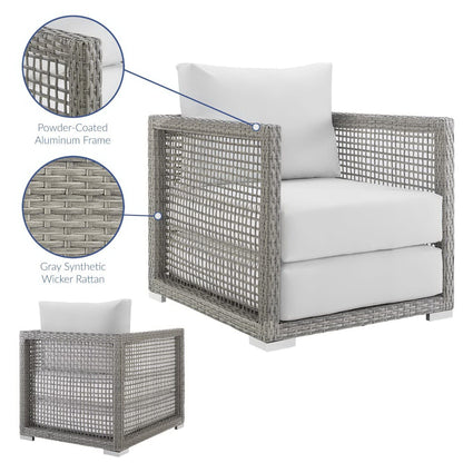 Aura Outdoor Patio Wicker Rattan Armchair (Gray / White) by Modway Lounge Chair Modway 