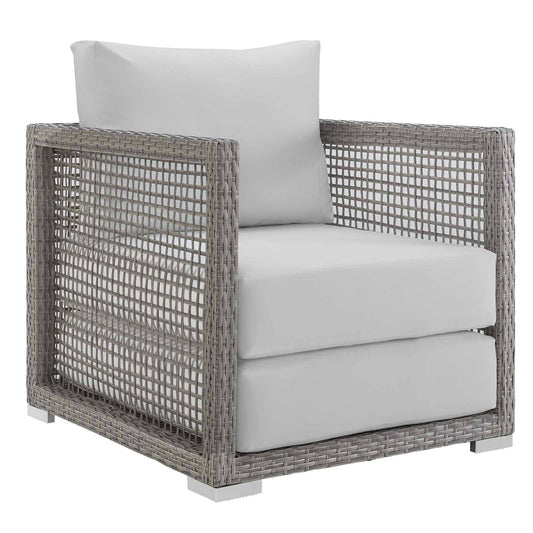 Aura Outdoor Patio Wicker Rattan Armchair (Gray / White) by Modway Outdoor Patio Armchair Modway 