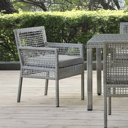 Aura Outdoor Patio Wicker Rattan Dining Armchair (Gray / Gray) by Modway Dining Chair Modway 