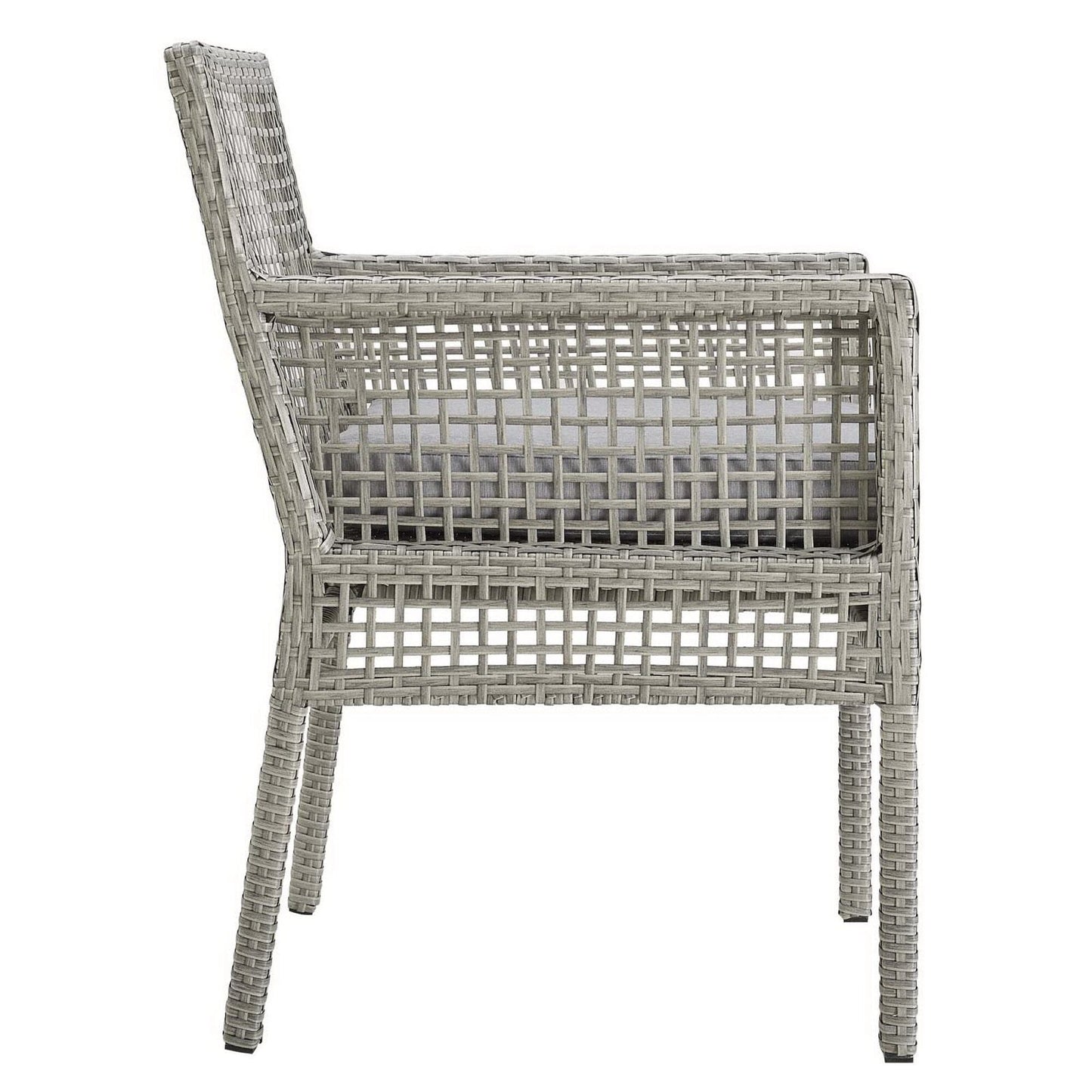 Aura Outdoor Patio Wicker Rattan Dining Armchair (Gray / Gray) by Modway Dining Chair Modway 