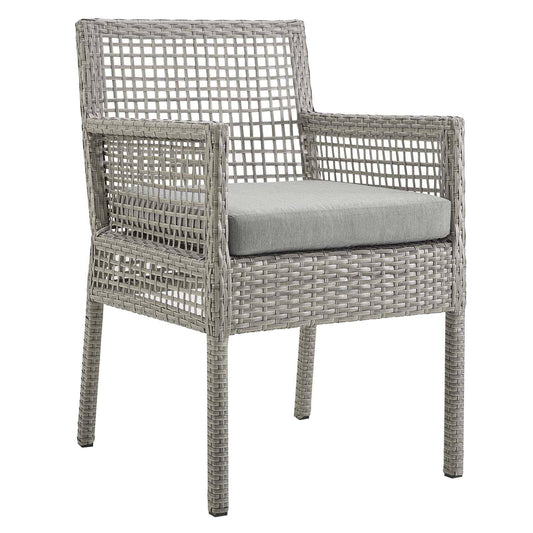 Aura Outdoor Patio Wicker Rattan Dining Armchair (Gray / Gray) by Modway Outdoor Patio Dining Armchair Set Modway 