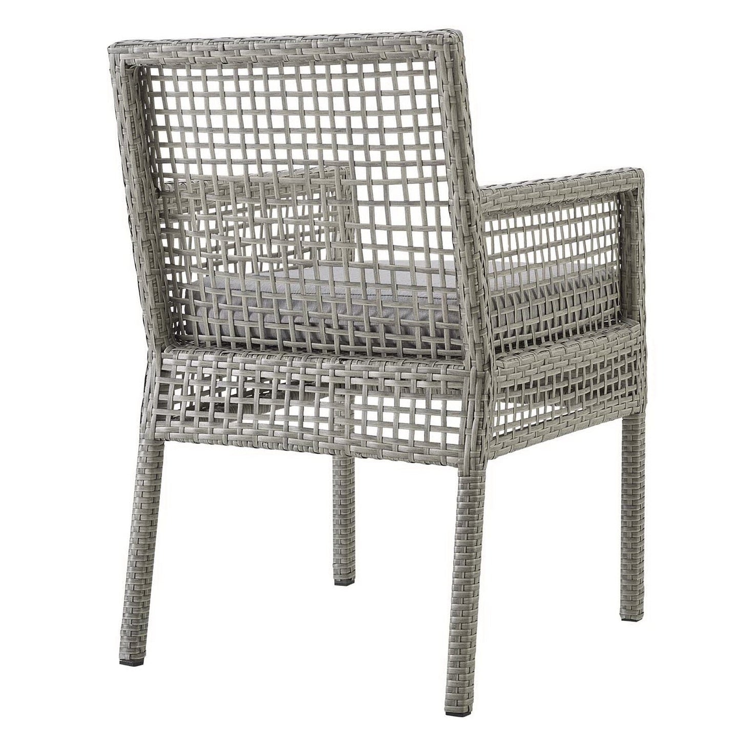 Aura Outdoor Patio Wicker Rattan Dining Armchair Set of 2 (Gray / Gray) by Modway Dining Chair Modway 