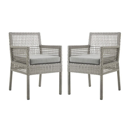 Aura Outdoor Patio Wicker Rattan Dining Armchair Set of 2 (Gray / Gray) by Modway Dining Chair Modway 