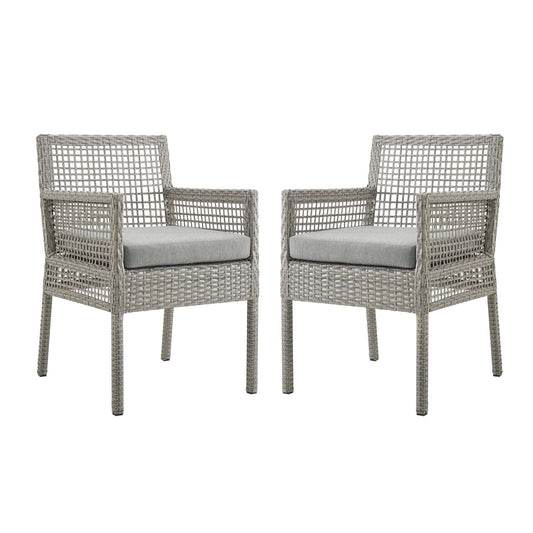Aura Outdoor Patio Wicker Rattan Dining Armchair Set of 2 (Gray / Gray) by Modway Outdoor Dining Chair Set Modway 