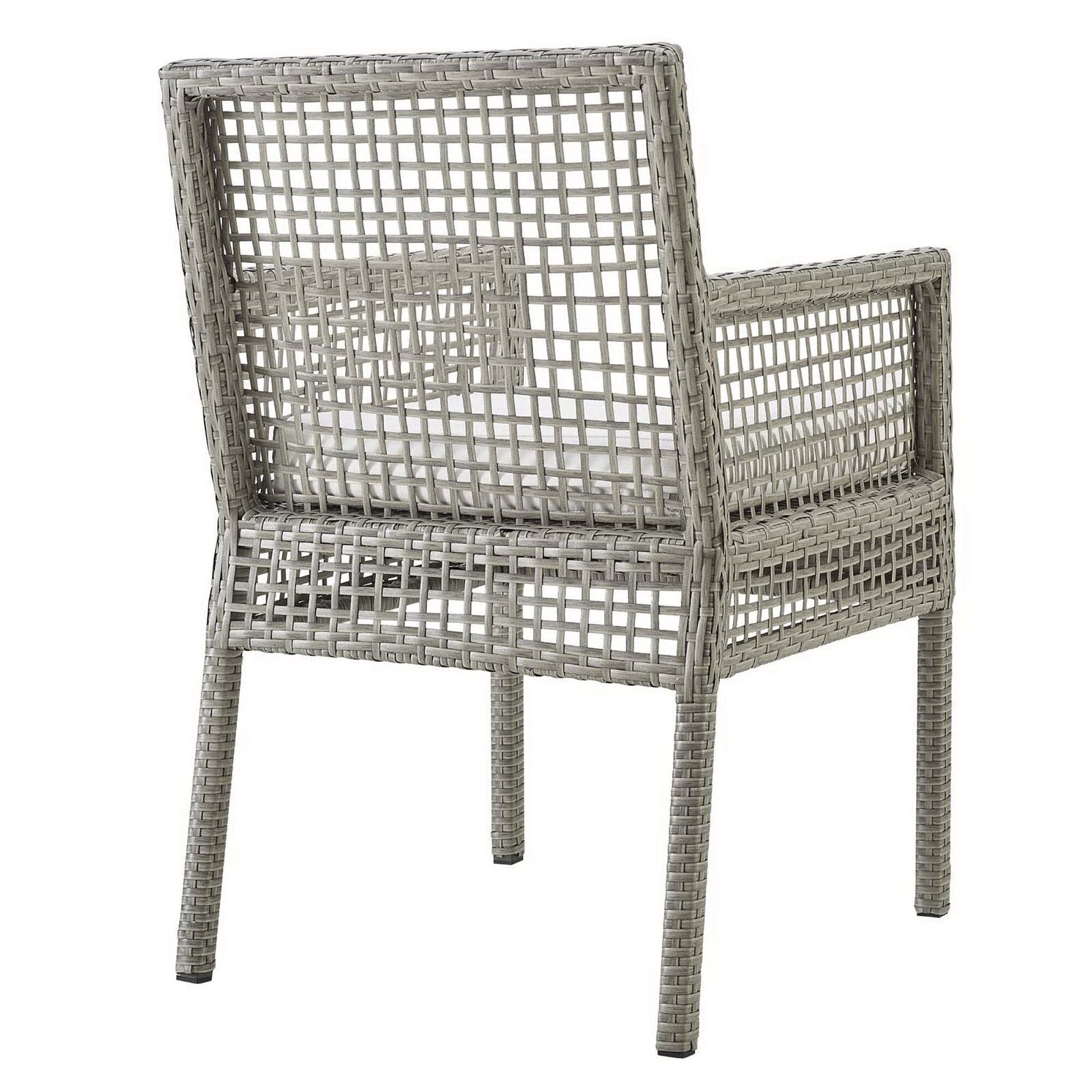 Aura Outdoor Patio Wicker Rattan Dining Armchair (Set of 2) (Gray / White) by Modway Dining Chair Modway 
