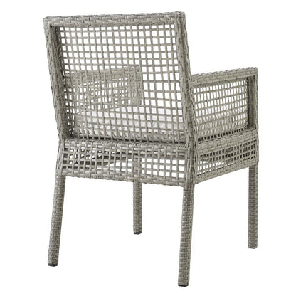 Aura Outdoor Patio Wicker Rattan Dining Armchair (Set of 2) (Gray / White) by Modway Dining Chair Modway 