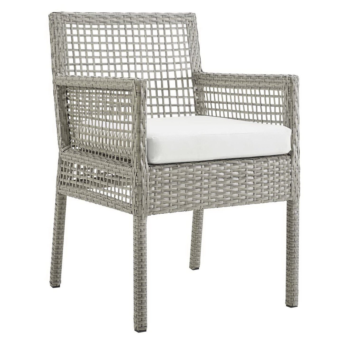 Aura Outdoor Patio Wicker Rattan Dining Armchair (Set of 2) (Gray / White) by Modway Dining Chair Modway 