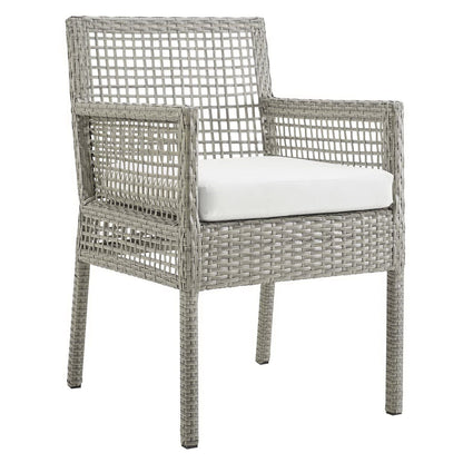 Aura Outdoor Patio Wicker Rattan Dining Armchair (Set of 2) (Gray / White) by Modway Dining Chair Modway 