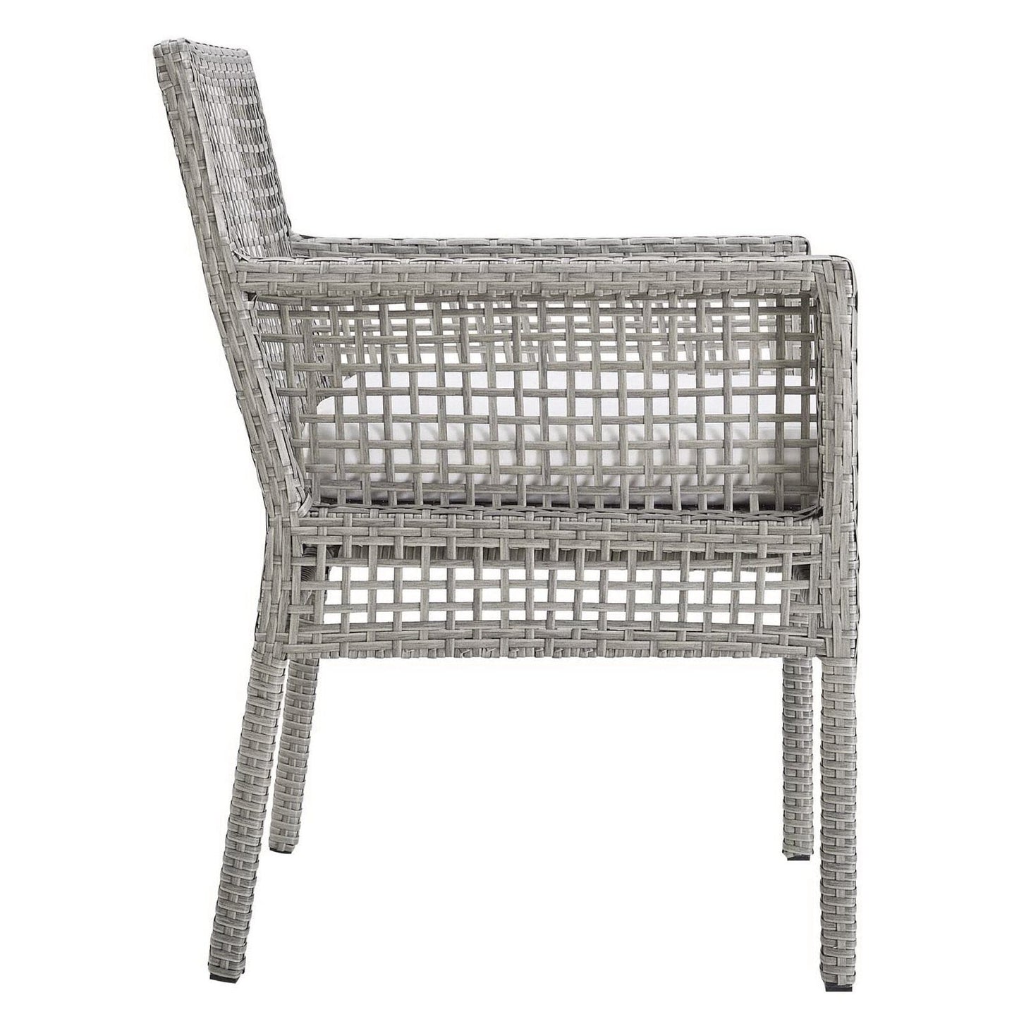 Aura Outdoor Patio Wicker Rattan Dining Armchair (Set of 2) (Gray / White) by Modway Dining Chair Modway 